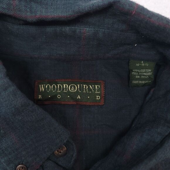 Woodbourne Road Windowpane Flannel Button Up Shirt Mens Size Large L Green - Picture 3 of 10